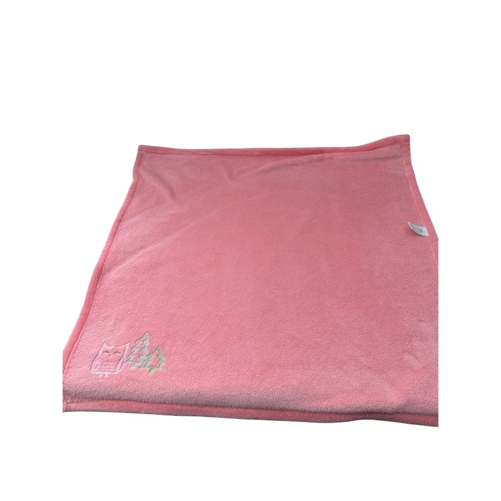 Cloud Island Baby Blanket Owl Pine Trees Coral Pink Plush Fleece Lovey 30x30 Toy
